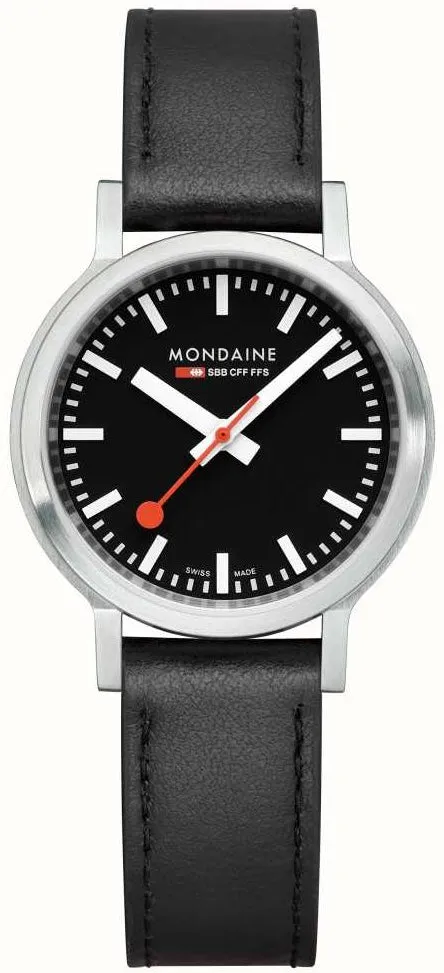 Mondaine SBB Stop2Go Black Grape Leather Watch