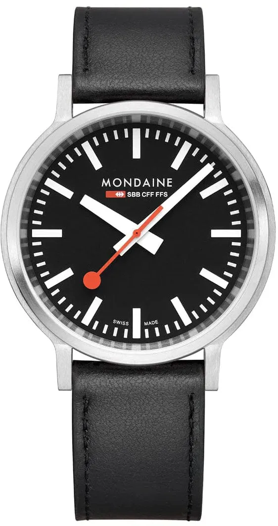 Mondaine SBB Stop2Go Black Grape Leather Watch