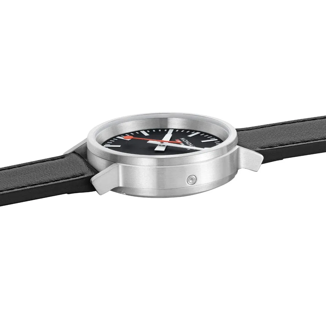 Mondaine SBB Stop2Go Black Grape Leather Watch