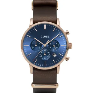 Montre CLUSE Aravis Chrono Nato Leather Blue Rose Gold CW0101502008