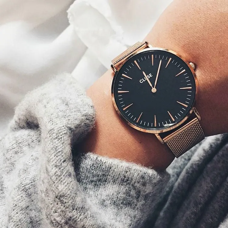 Montre CLUSE La Bohme Boho Chic Mesh Rose Gold-Black CW0101201003