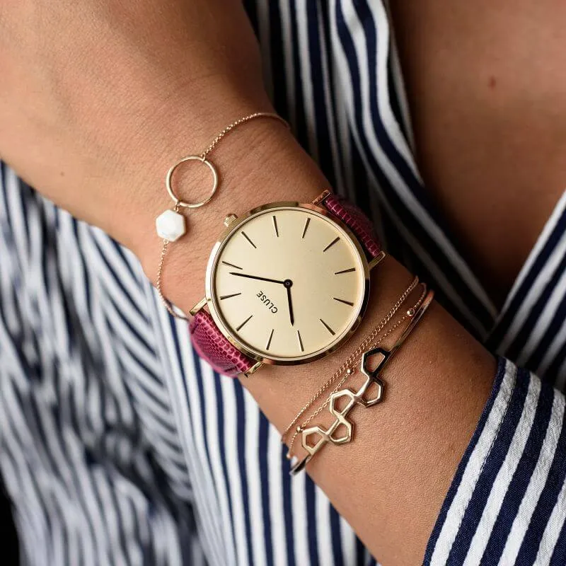 Montre CLUSE La Bohme Boho Chic Rose Champagne/Cerise Lizard CL18040