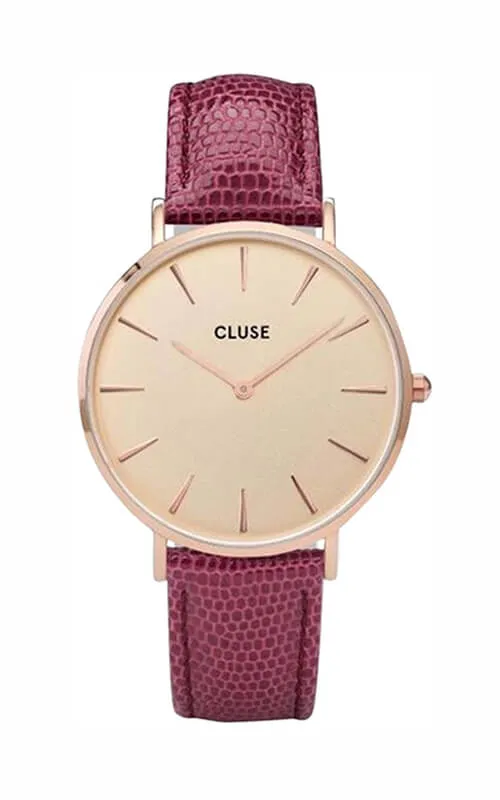 Montre CLUSE La Bohme Boho Chic Rose Champagne/Cerise Lizard CL18040