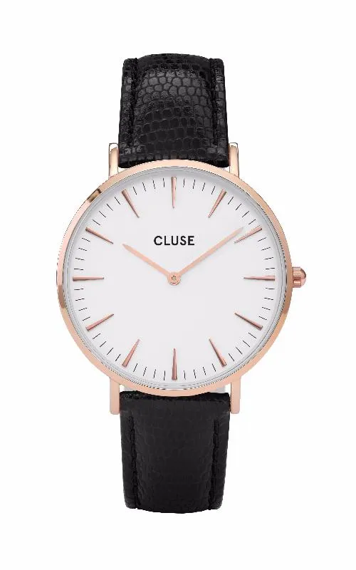 Montre CLUSE La Bohme Rose Gold White/Black Lizard CL18037