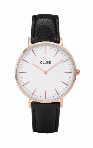 Montre CLUSE La Bohme Rose Gold White/Black Lizard CL18037