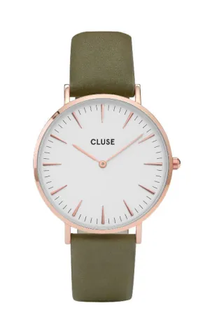 Montre CLUSE La Bohme Rose Gold White/Olive Green CL18023
