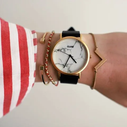 Montre Cluse La Roche Gold White Marble CL40003
