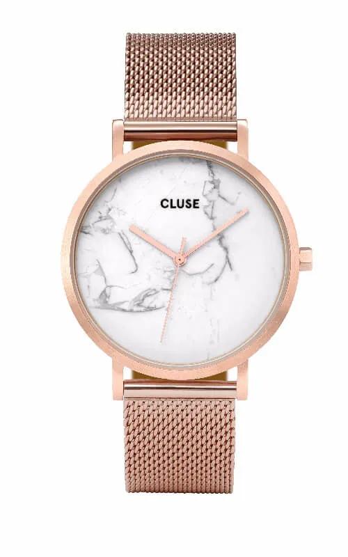 Montre CLUSE La Roche Mesh Rose Gold White Marble CL40007