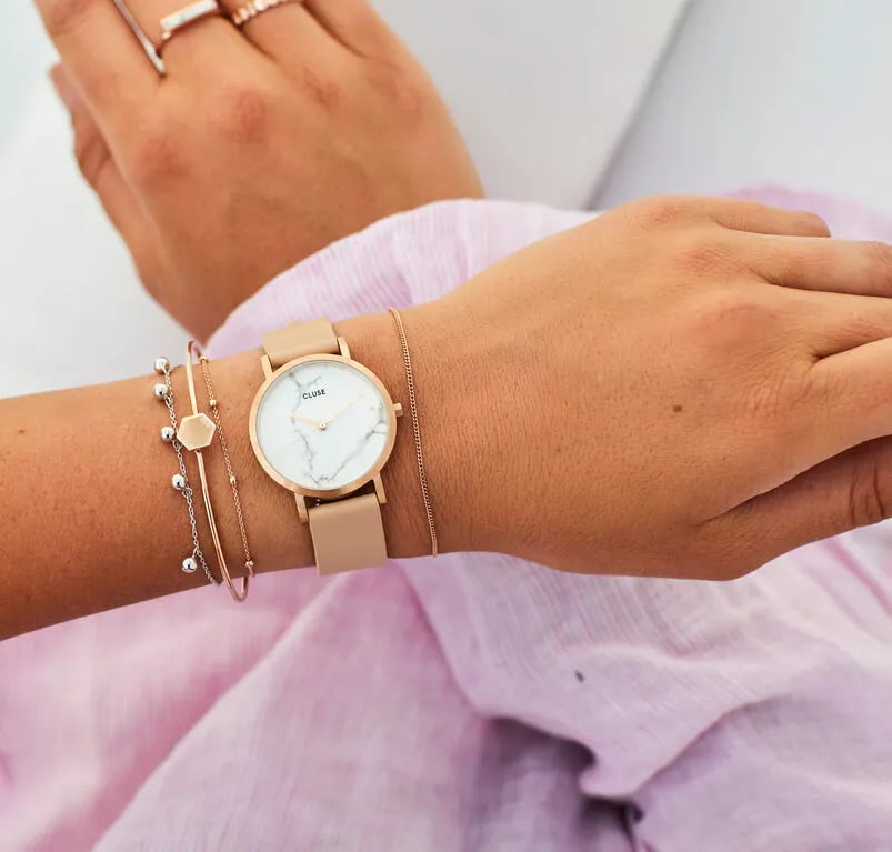 Montre CLUSE La Roche Petite Rose Gold White Marble/Nude CL40109