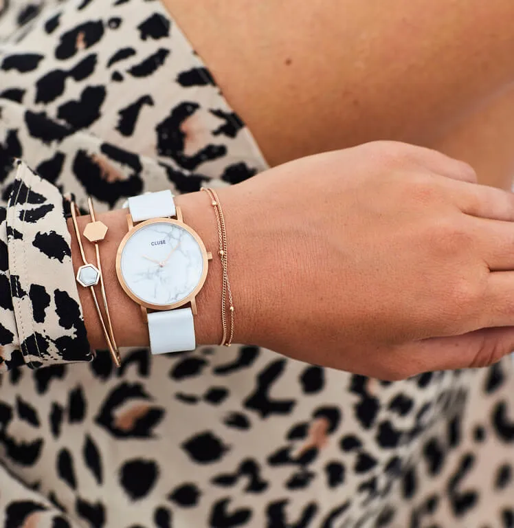 Montre CLUSE La Roche Petite Rose Gold White Marble/White CL40110