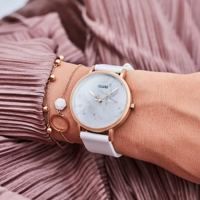 Montre CLUSE La Roche Rose Gold White Marble/White CL40010