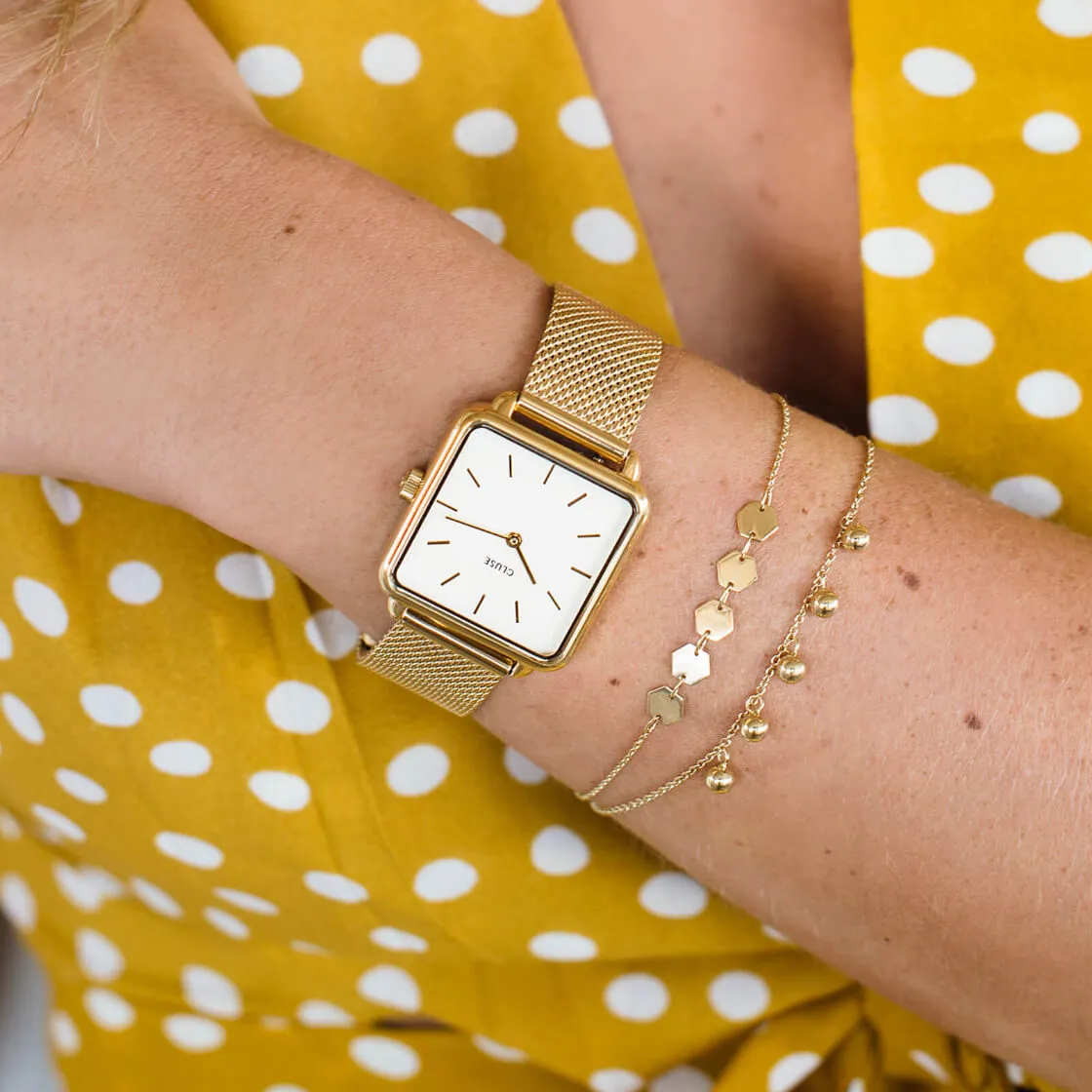 Montre CLUSE La Ttragone Gold Mesh/White CL60002