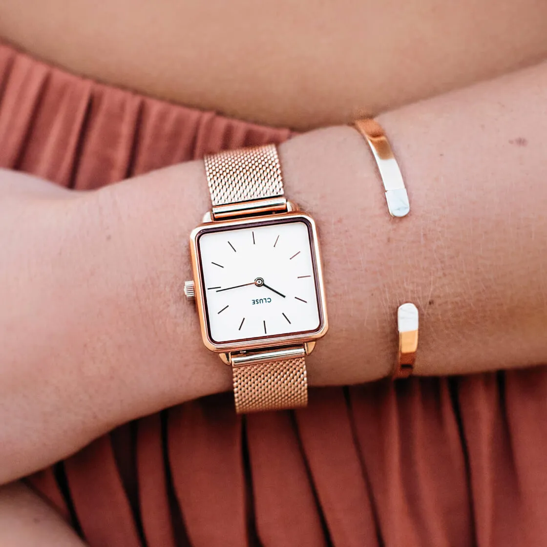 Montre CLUSE La Ttragone Rose Gold Mesh/White CL60003