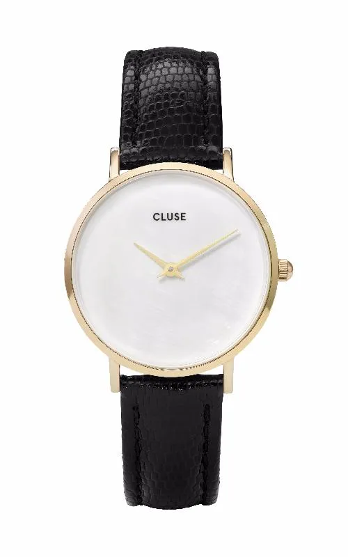 Montre CLUSE Minuit La Perle Gold White Pearl/Black Lizard CL30048