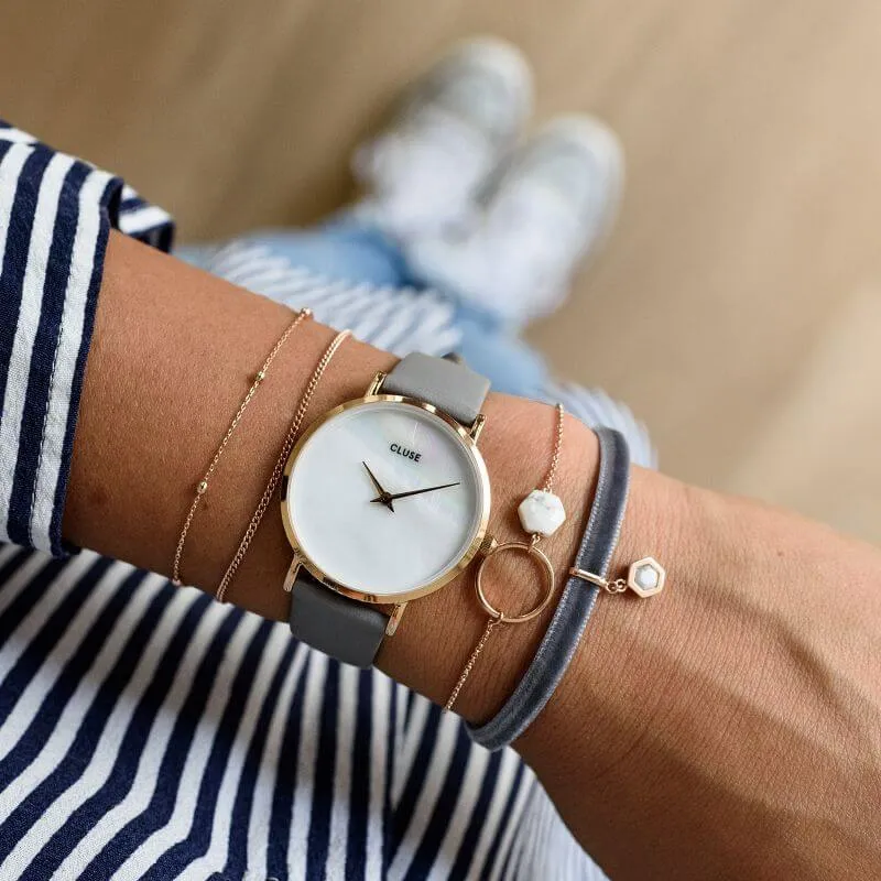 Montre CLUSE Minuit La Perle Rose Gold White Pearl/Stone Grey CL30049