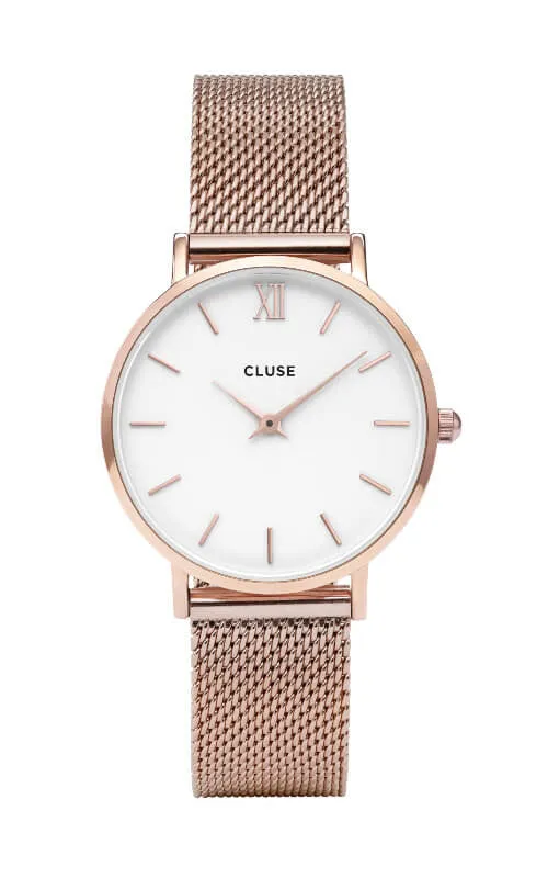 Montre Cluse Minuit Mesh Rose Gold/White CW0101203001