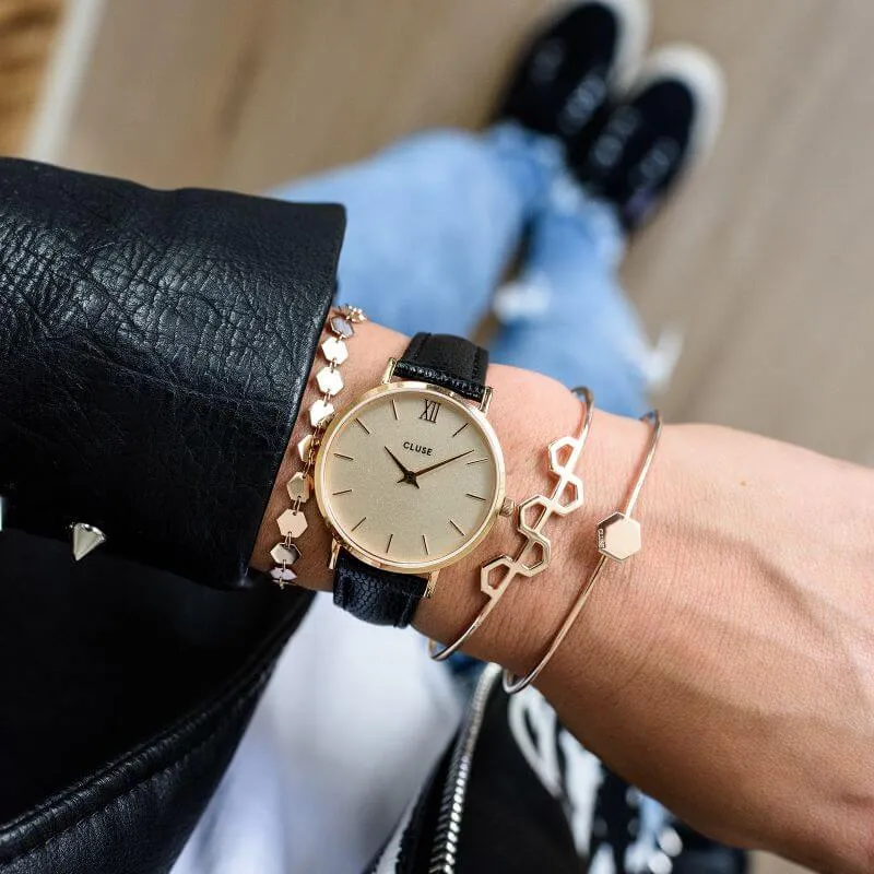 Montre CLUSE Minuit Rose Gold Champagne/Black Lizard CL30051