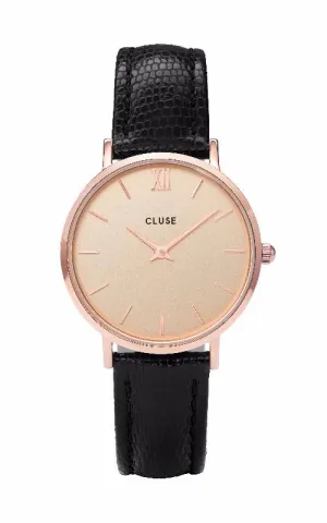Montre CLUSE Minuit Rose Gold Champagne/Black Lizard CL30051
