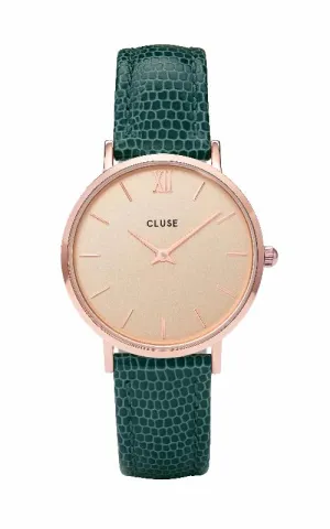 Montre CLUSE Minuit Rose Gold Champagne/Emerald Lizard CL30052