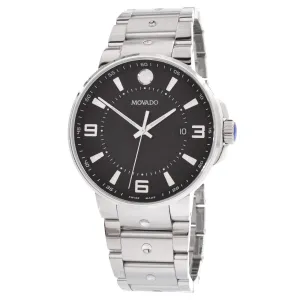 Movado Men's Quartz Watch - SE Pilot Black Dial Stainless Steel Bracelet | 0607412