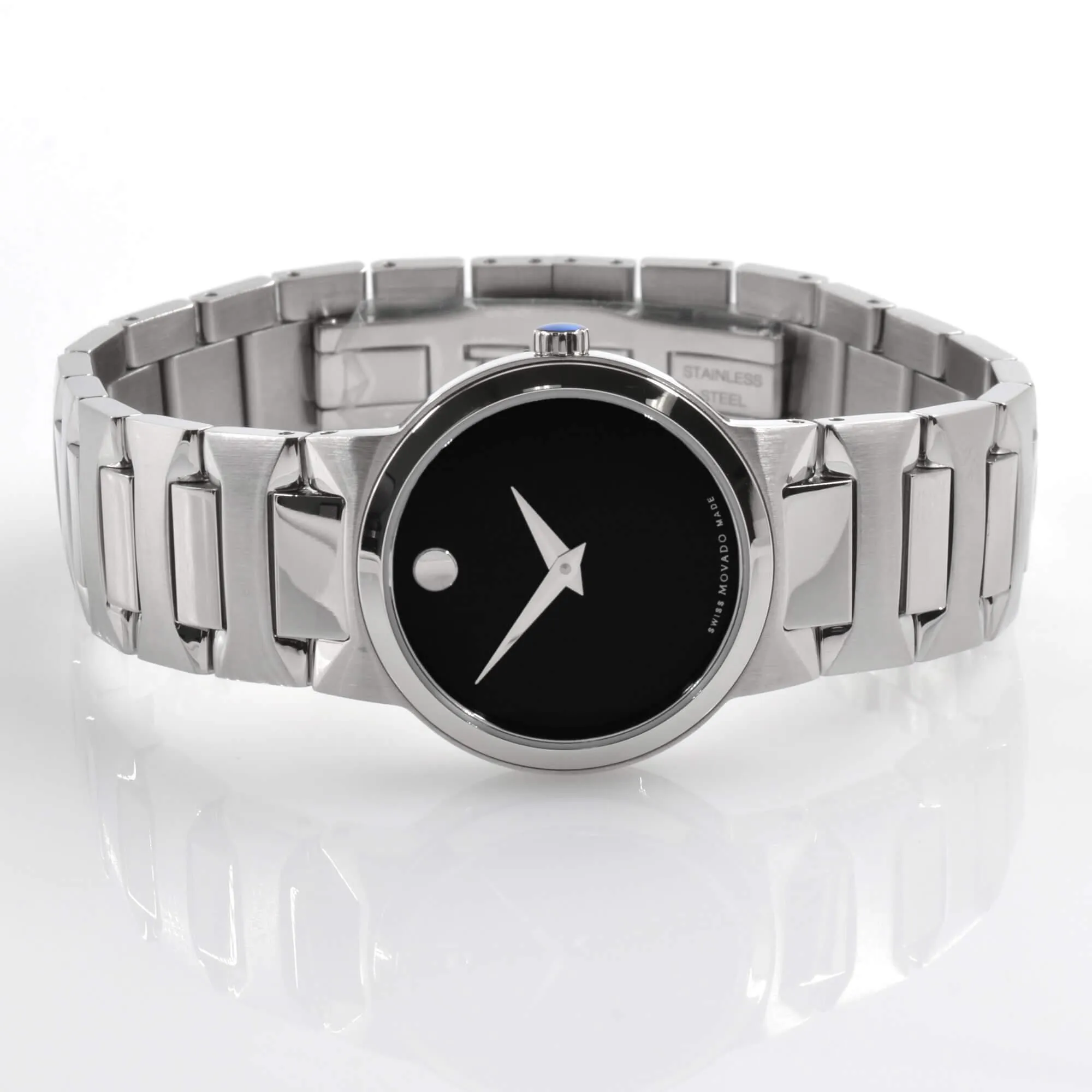 Movado Women's Quartz Watch - Temo Black Dial Stainless Steel Case Bracelet | 0607295