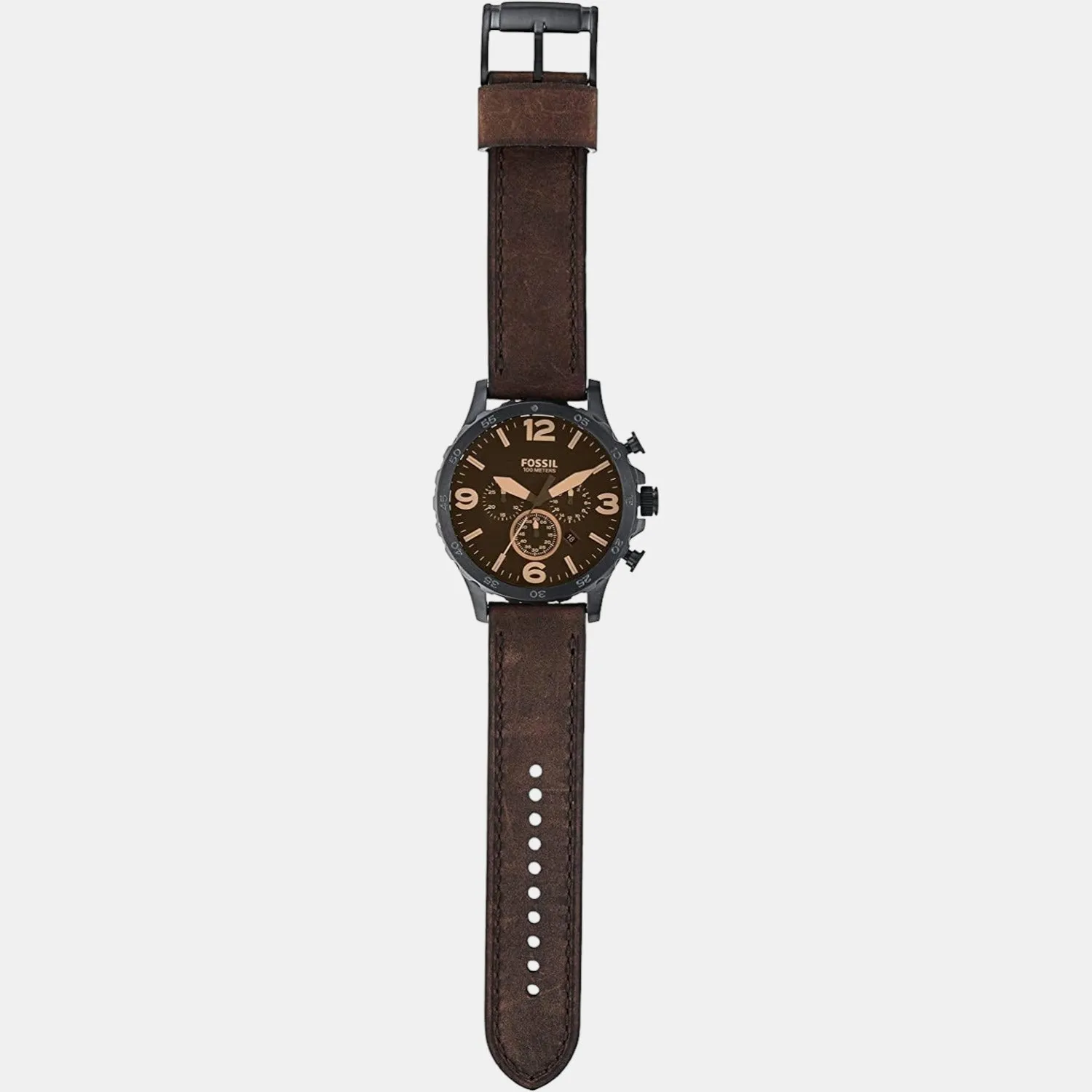 Nate Men Quartz Black Dial Chronograph Leather Watch JR1487