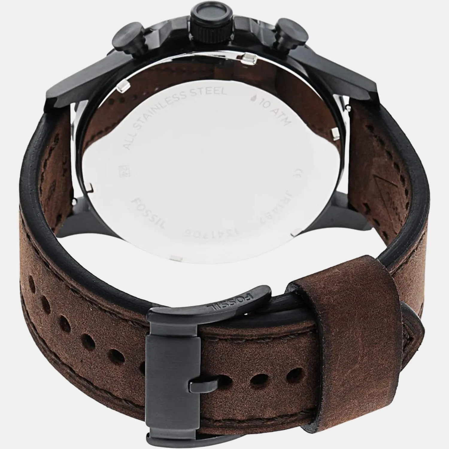 Nate Men Quartz Black Dial Chronograph Leather Watch JR1487