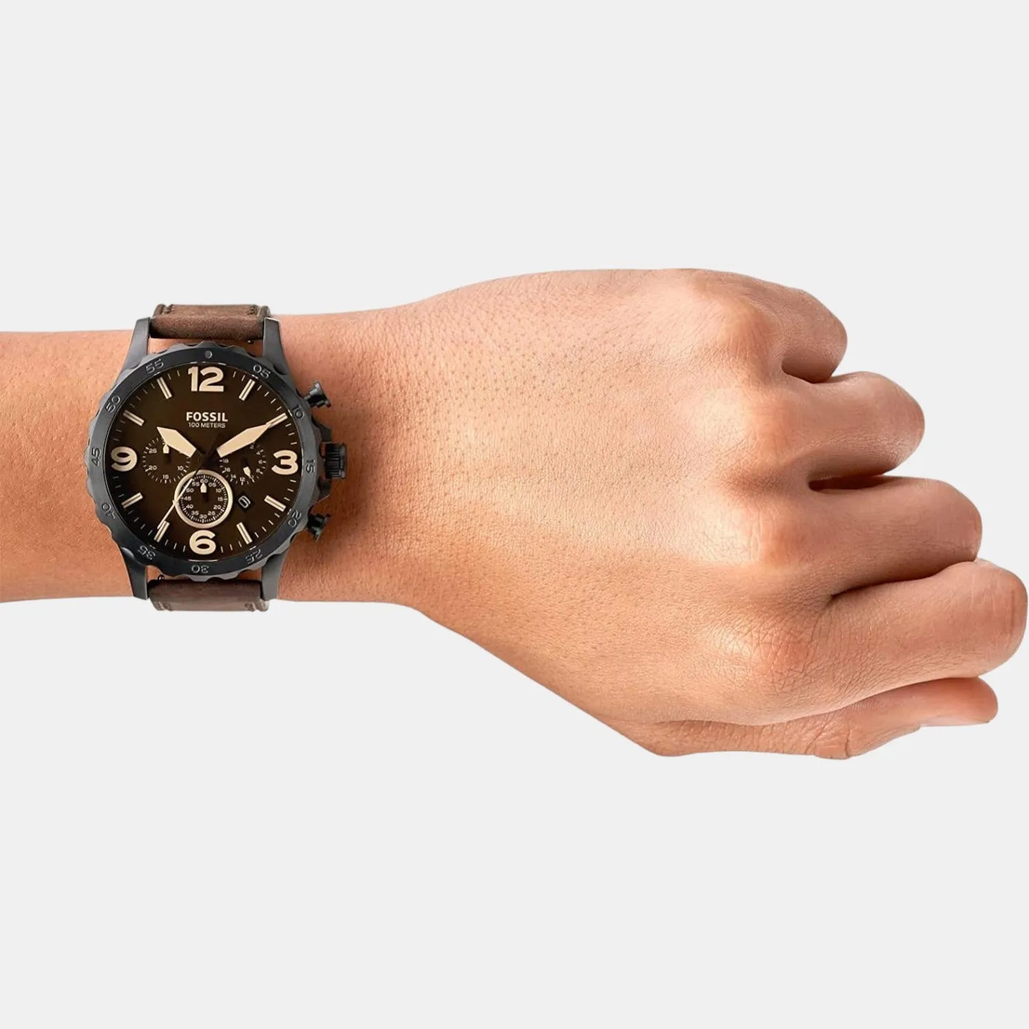 Nate Men Quartz Black Dial Chronograph Leather Watch JR1487