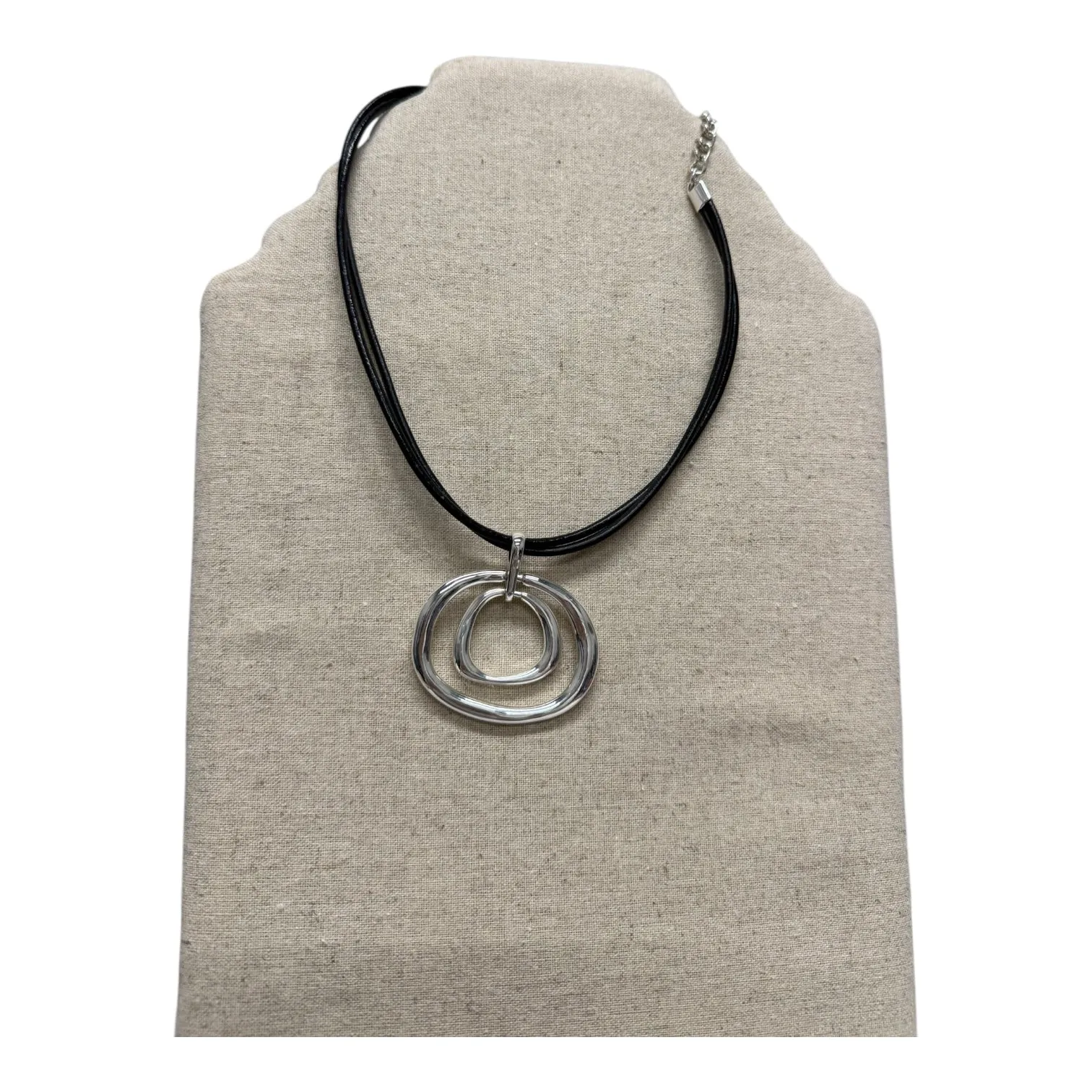 Necklace Pendant By Chicos In Black & Silver chicos
