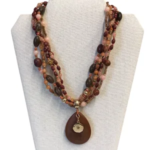 Necklace Statement By Chicos In Brown & Pink chicos