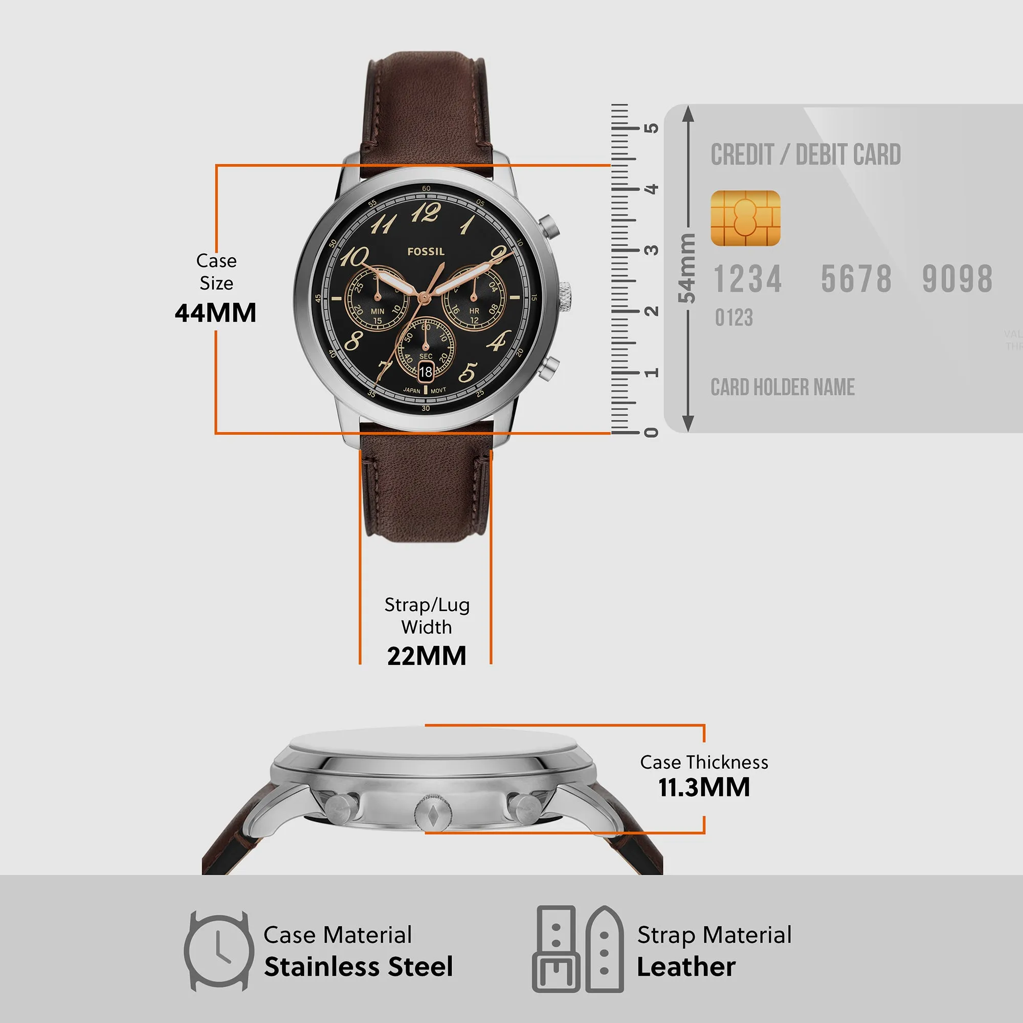 Neutra Men Quartz Black Dial Chronograph Leather Watch FS6024