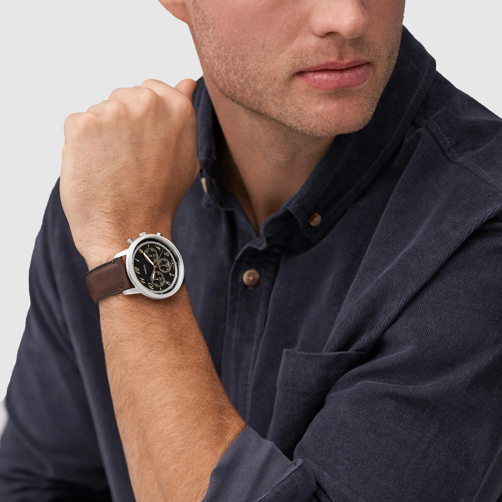 Neutra Men Quartz Black Dial Chronograph Leather Watch FS6024