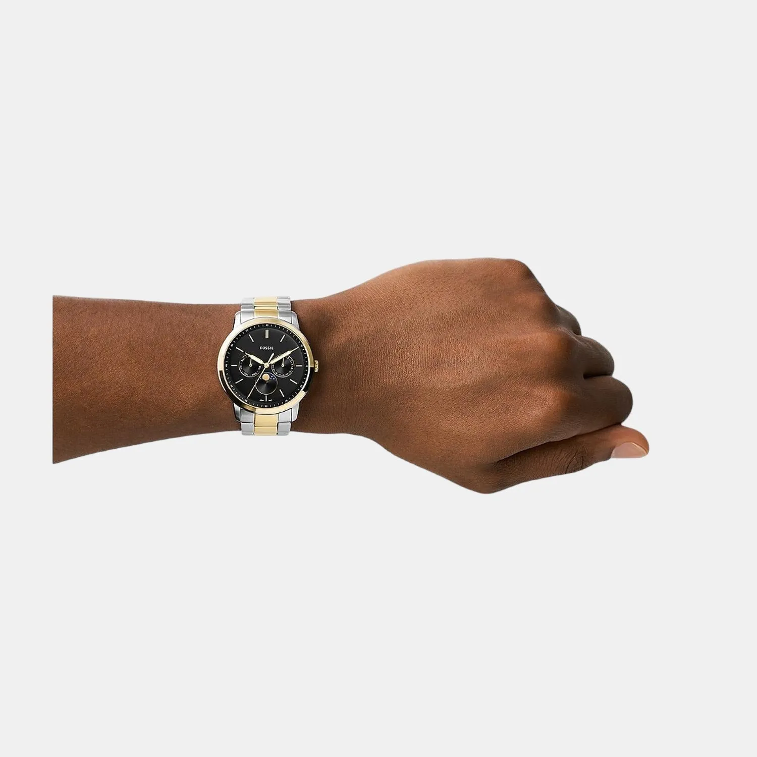 Neutra Men Quartz Black Dial Multi-Function Stainless Steel Watch FS5906