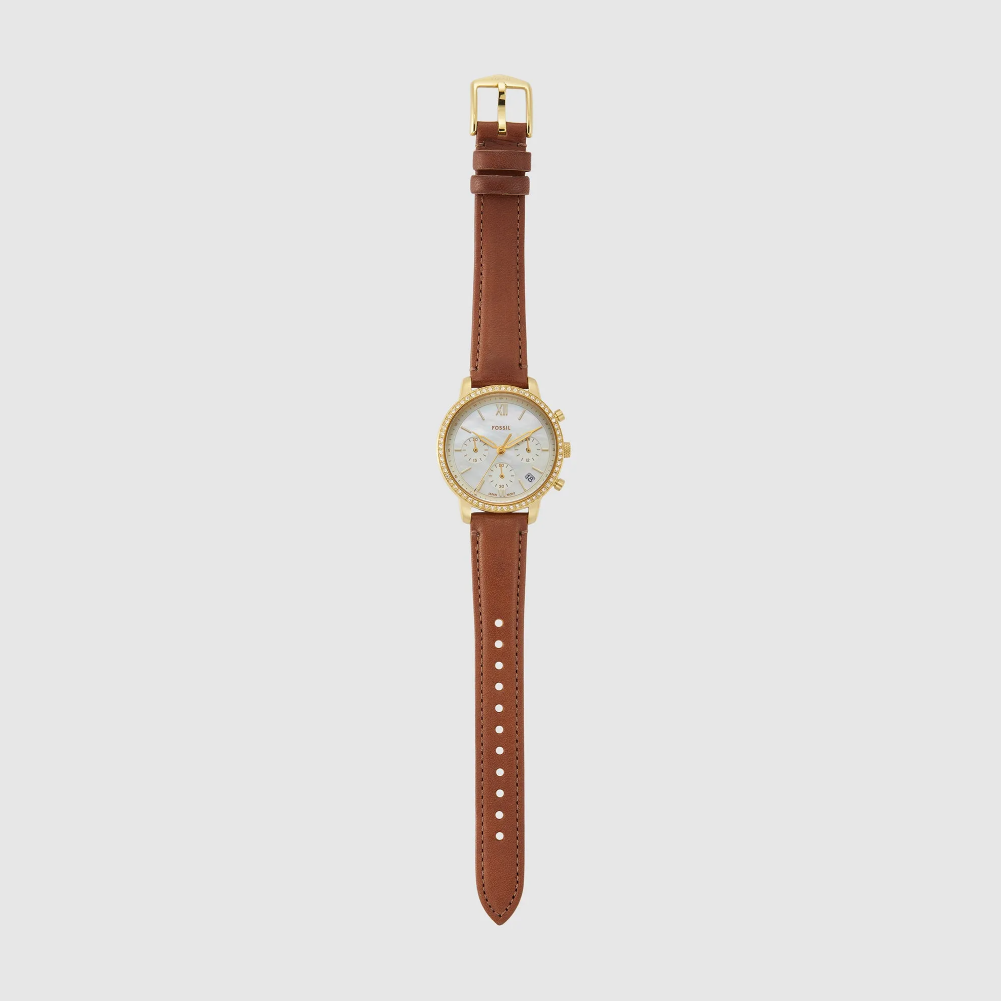 Neutra Women Quartz Mother Of Pearl Dial Chronograph Leather Watch ES5278