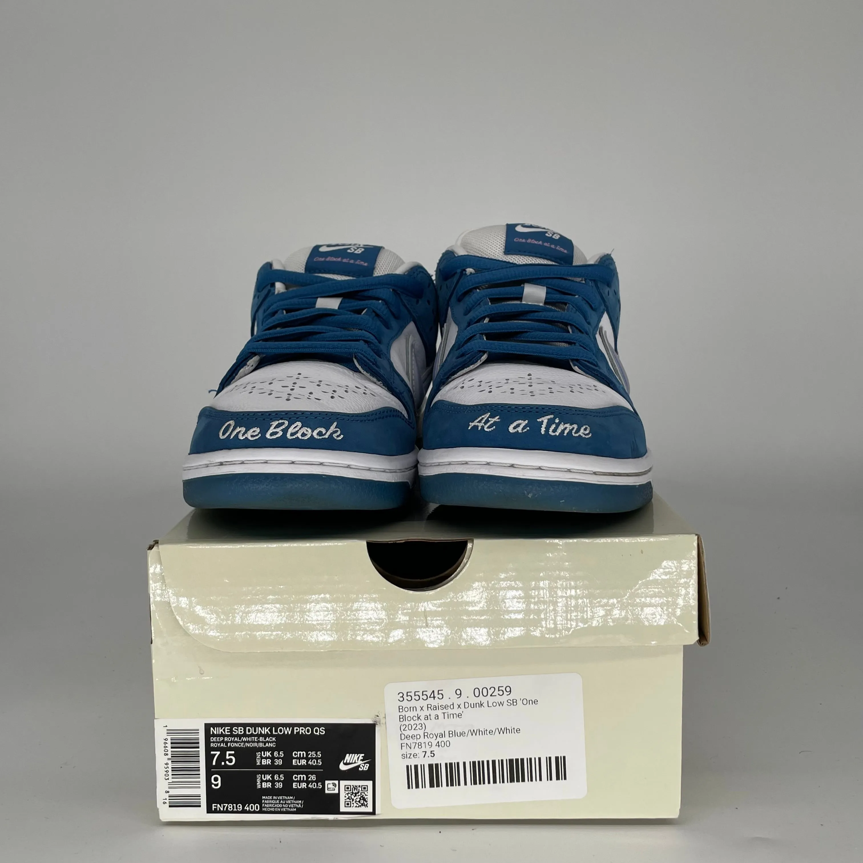 NIKE SB DUNK LOW BORN X RAISED SIZE 7.5 FN7819-400