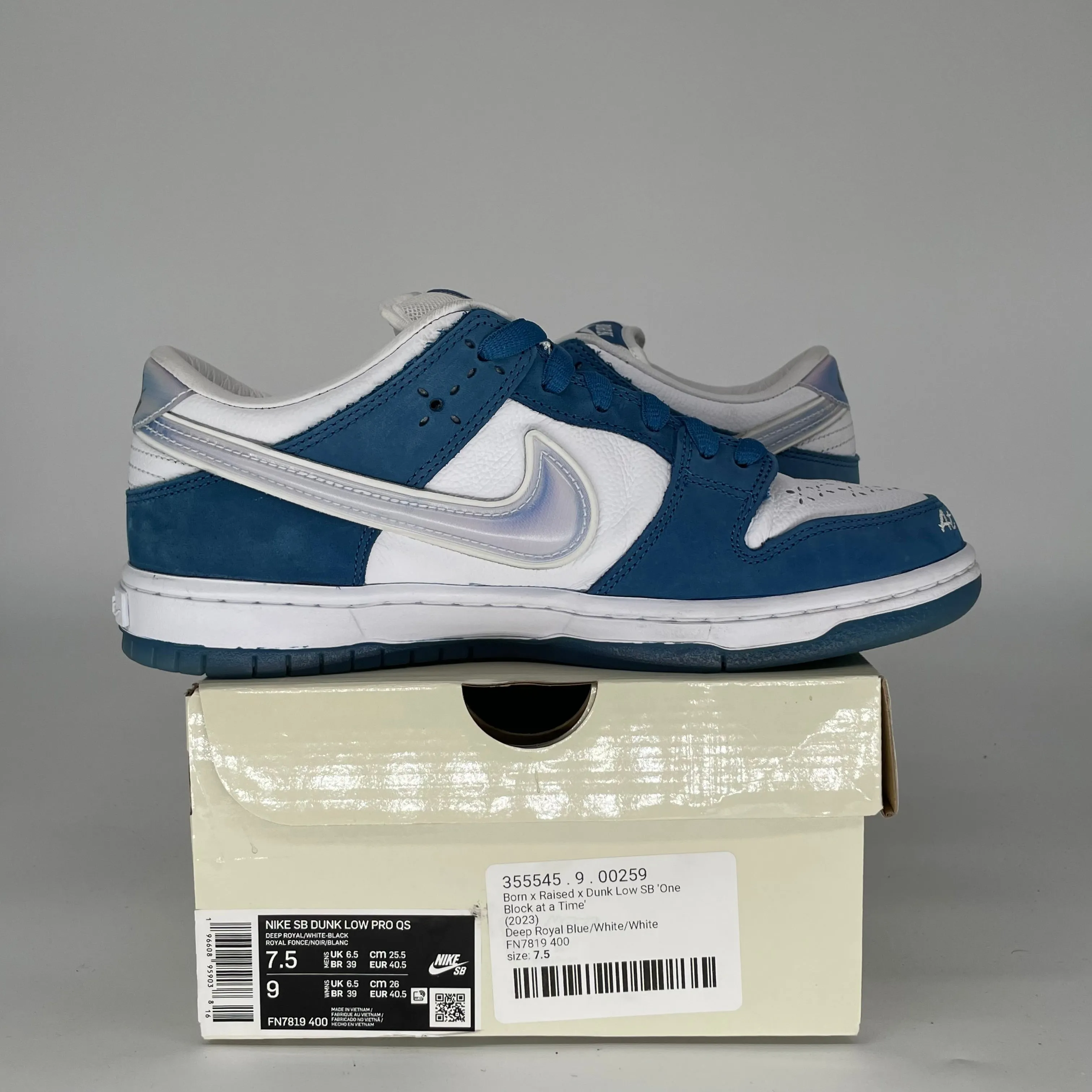 NIKE SB DUNK LOW BORN X RAISED SIZE 7.5 FN7819-400