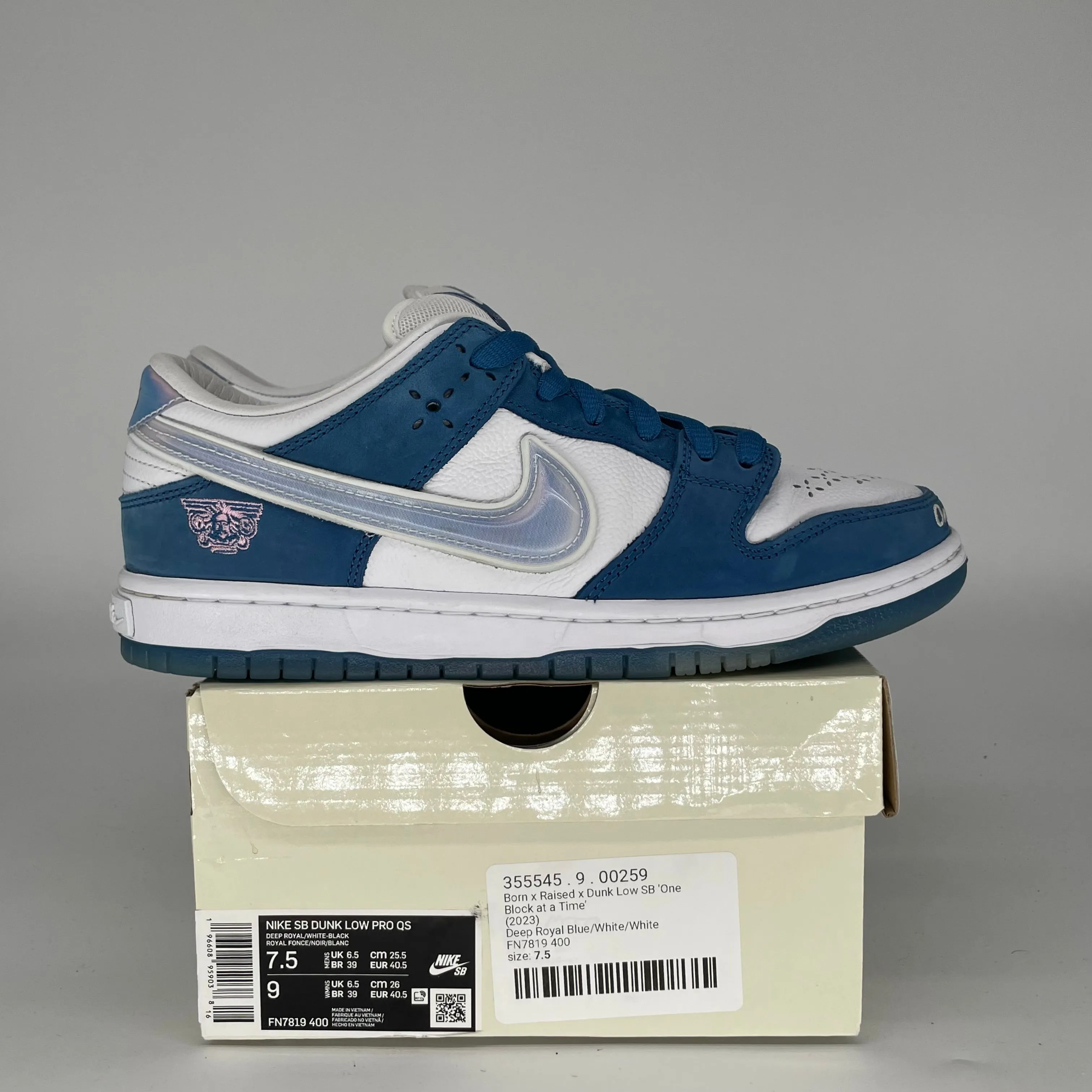 NIKE SB DUNK LOW BORN X RAISED SIZE 7.5 FN7819-400