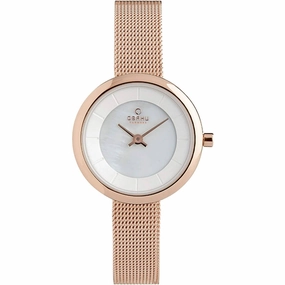 Obaku Women's Watch - Stille Quartz Silver Tone Dial Rose Gold Case | V146LXVWMV