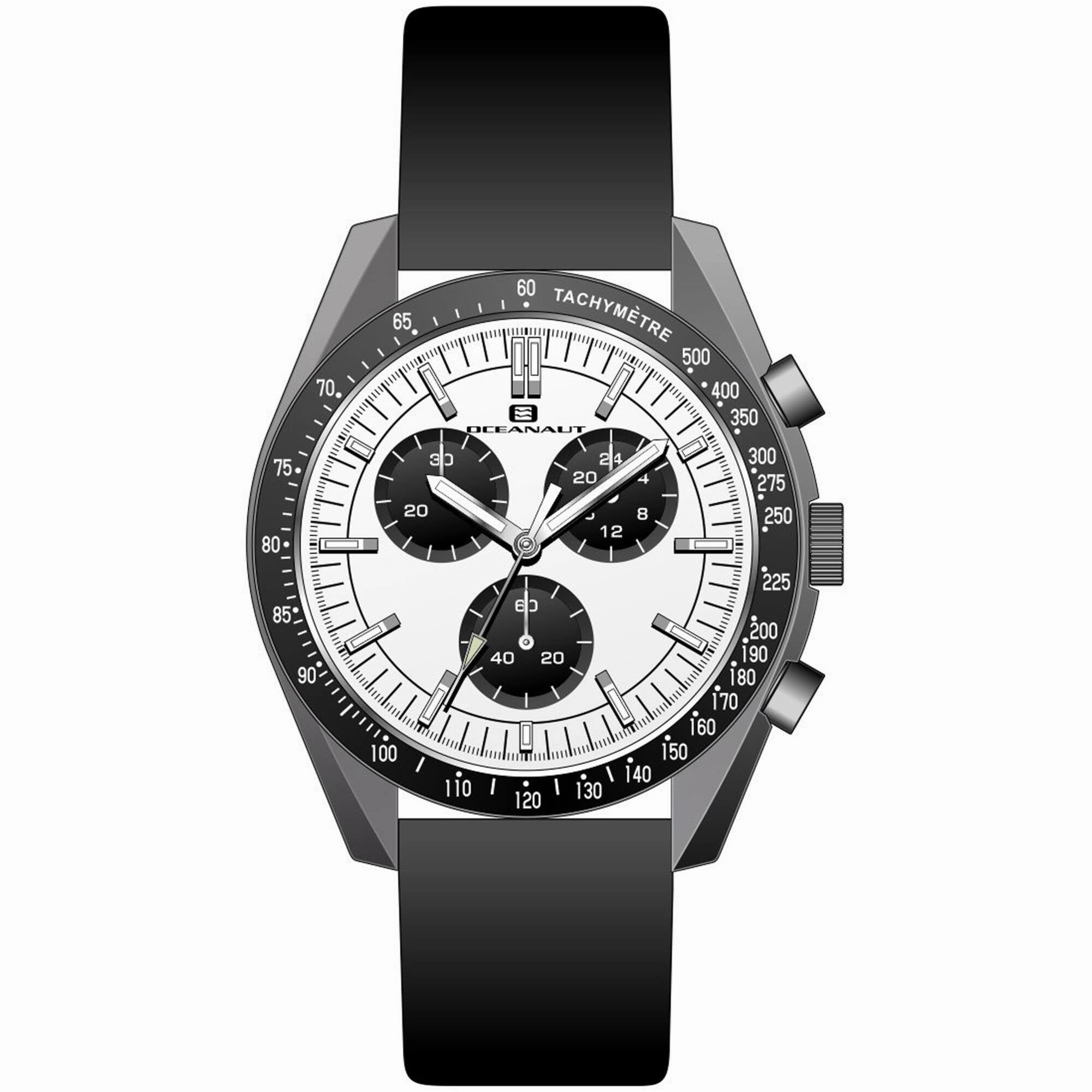 Oceanaut Men's Watch - Orbit Quartz Gunmetal Case White Dial Leather Strap | OC7582
