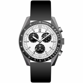 Oceanaut Men's Watch - Orbit Quartz Gunmetal Case White Dial Leather Strap | OC7582