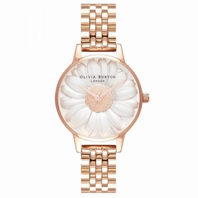 OLIVIA BURTON OB16FS102 3D Daisy White Dial Rose Gold Women's Watch