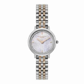 Olivia Burton Signature Honeycomb Ultra Slim Dove Grey Ladies Two Tone Watch 24000265