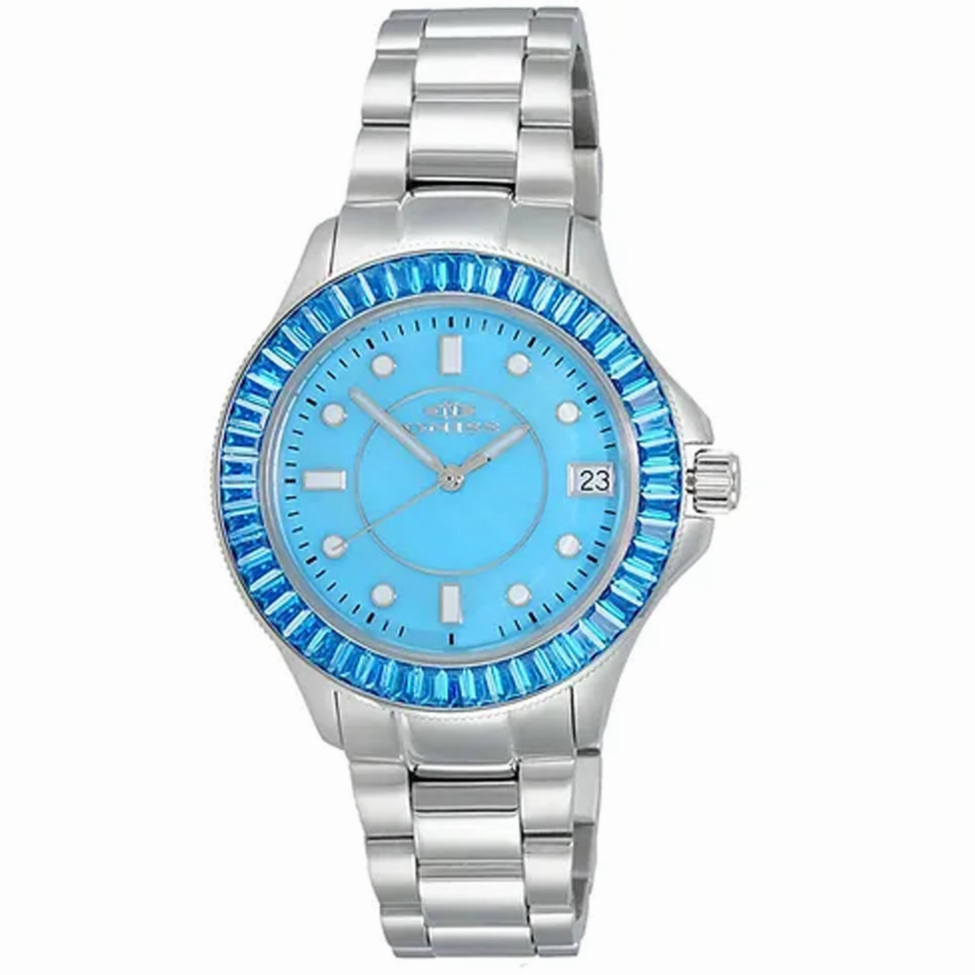 Oniss Women's Watch - Crown Quartz Blue Dial Stainless Steel Bracelet | ON7323-20LBU