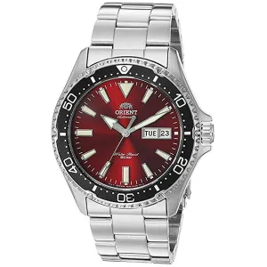 Orient Men's Automatic Watch - Kamasu Red Dial Silver Bracelet | RA-AA0003R19A