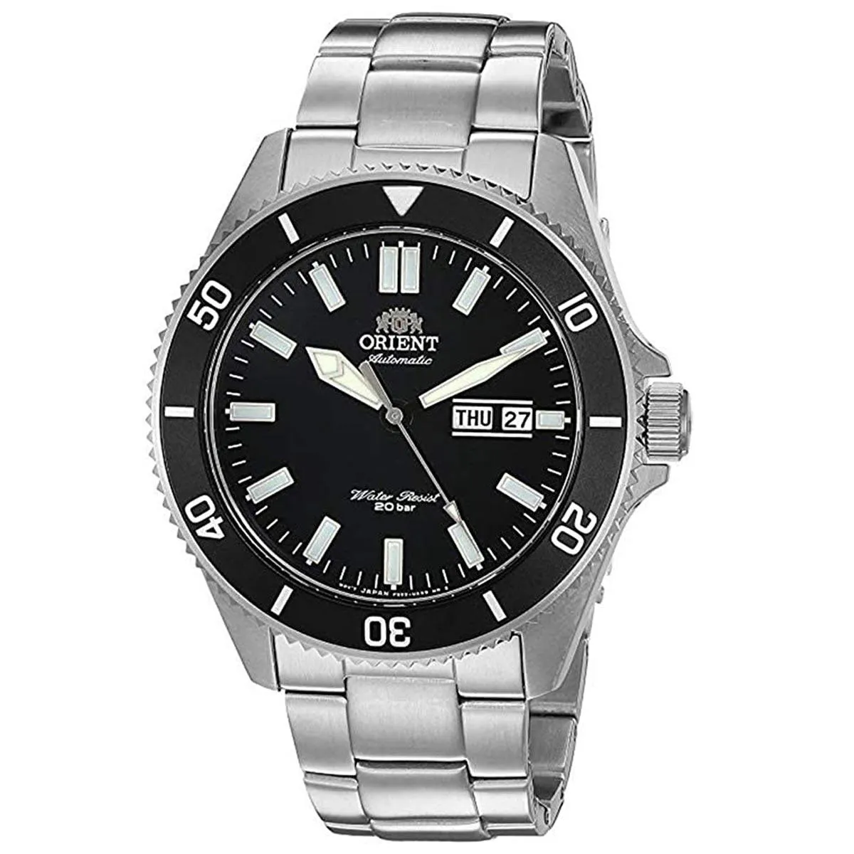 Orient Men's Automatic Watch - Kanno Black Dial Silver Bracelet Dive | RA-AA0008B19A