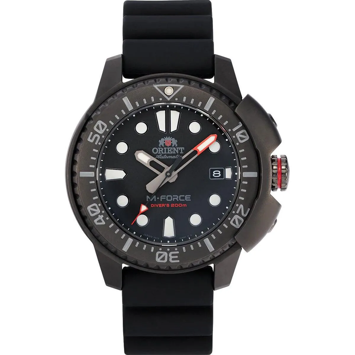 Orient Men's Automatic Watch - M-Force Dive Black Dial Rubber Strap | RA-AC0L03B00B