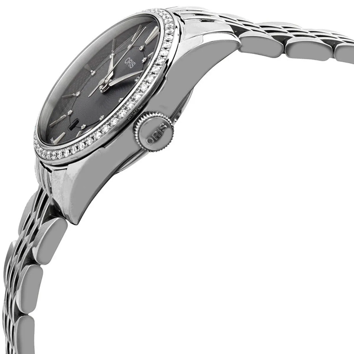 Oris Women's Automatic Watch - Artelier Diamond Date Grey Dial | 01 561 7722 4953MB