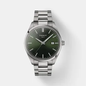 PR 100 Men Green Dial Analog Stainless Steel Watch T1504101109100