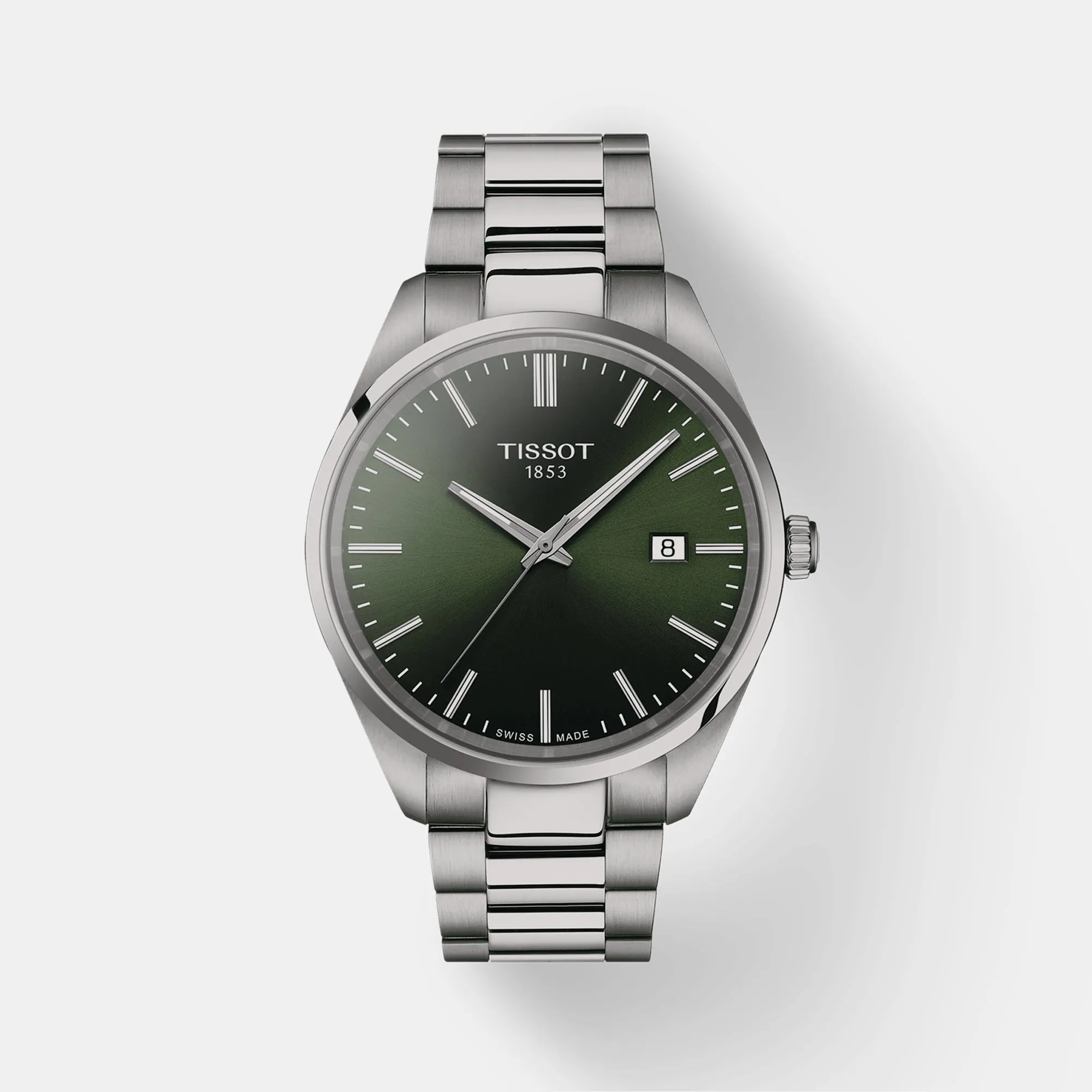 PR 100 Men Green Dial Analog Stainless Steel Watch T1504101109100