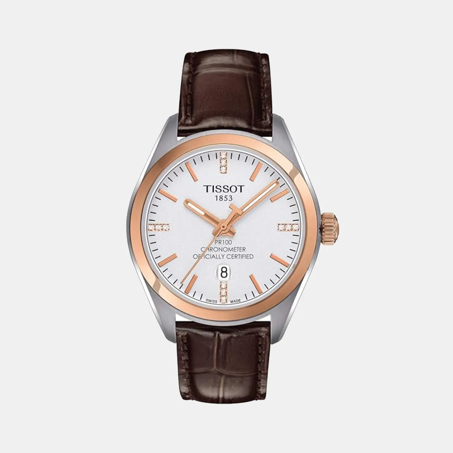 PR 100 Women Quartz Silver Dial Analog Leather Watch T1012512603600